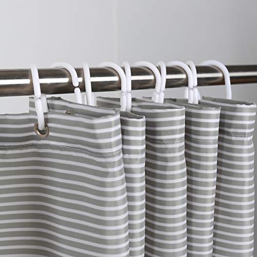 MORNITE Shower Curtain Black and Grey, Shower Curtain for Men Bathroom White Neutral Stripes Polyester Fabric 12 Hooks 72"x72" - Image 5