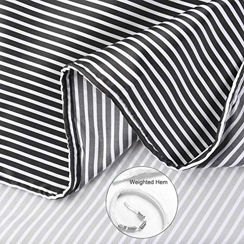 MORNITE Shower Curtain Black and Grey, Shower Curtain for Men Bathroom White Neutral Stripes Polyester Fabric 12 Hooks 72"x72" - Image 3