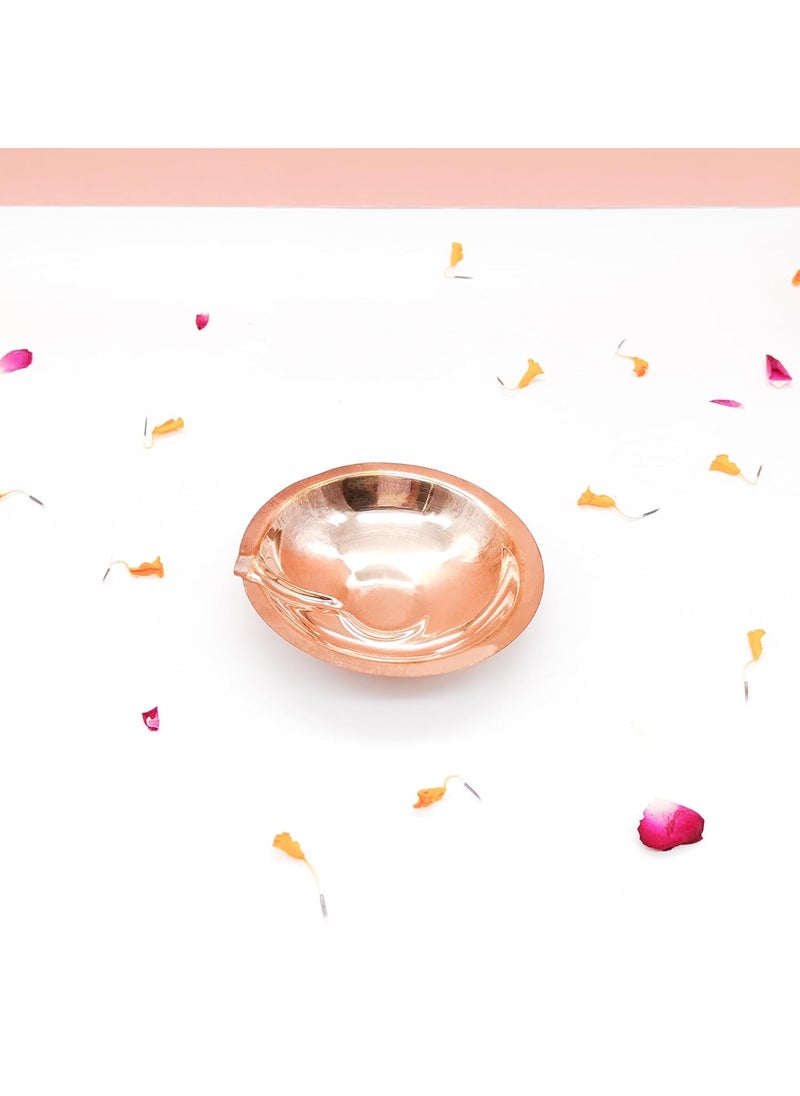 DOKCHAN DOKCHAN Copper Akhand Diya Size 1 25 Gm Oil Lamp for Daily Puja Other Religious Rituals Home Office Temples Festive Gifts Copper Diya for Home Decor 2cm H x 85cm L  - Image 3