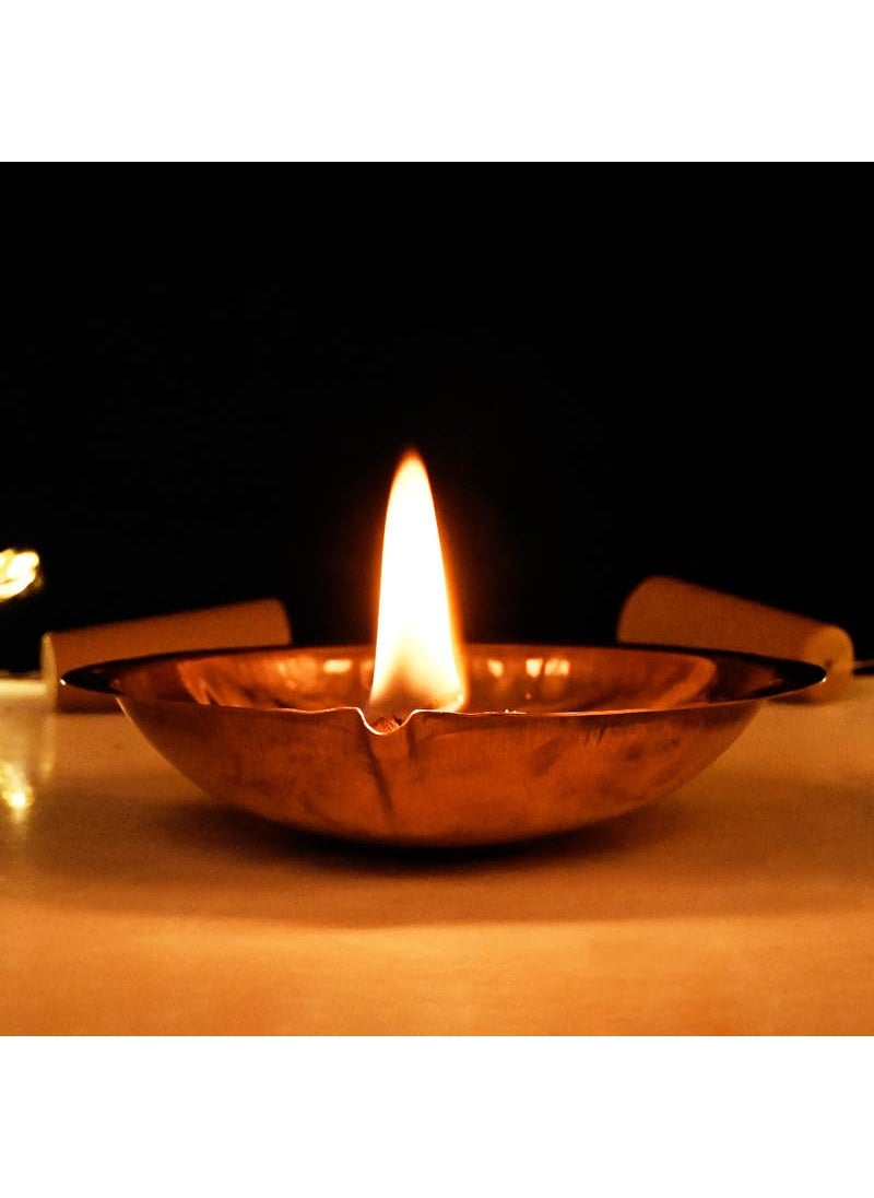 DOKCHAN DOKCHAN Copper Akhand Diya Size 1 25 Gm Oil Lamp for Daily Puja Other Religious Rituals Home Office Temples Festive Gifts Copper Diya for Home Decor 2cm H x 85cm L  - Image 1