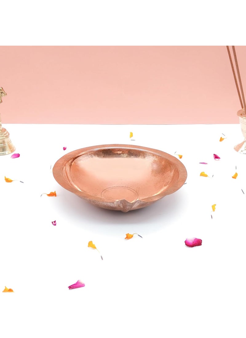 DOKCHAN DOKCHAN Copper Akhand Diya Size 1 25 Gm Oil Lamp for Daily Puja Other Religious Rituals Home Office Temples Festive Gifts Copper Diya for Home Decor 2cm H x 85cm L  - Image 4