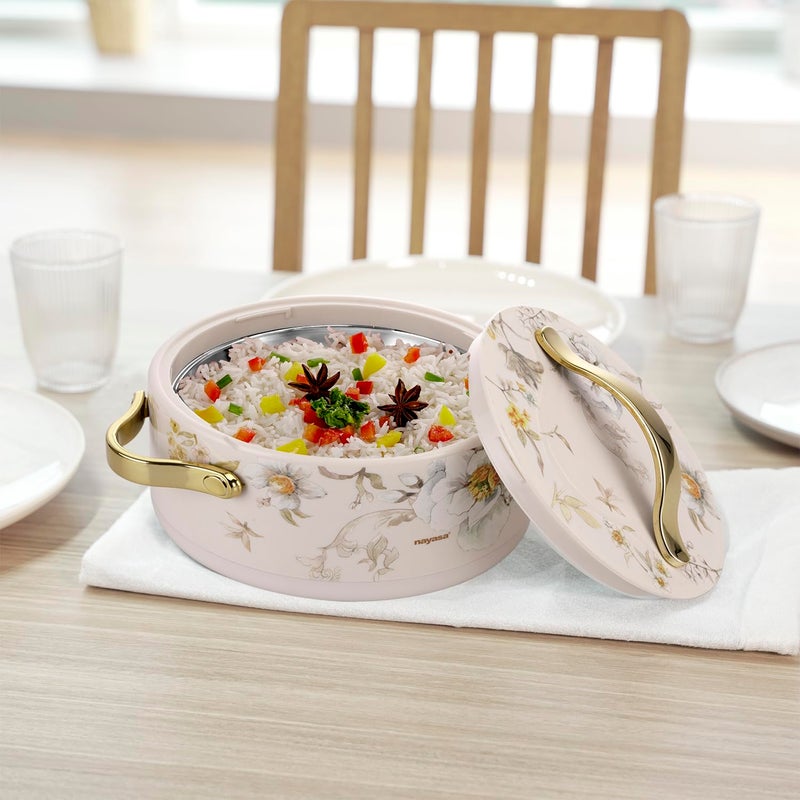 Nayasa Bethany Insulated Inner Steel Casserole | 1500 ML | BPA Free | Food Grade |Use for Keeping Roti | Serving Dal, Chawal, Gravy | Hot Pot for Kitchen | Chapati Box | White - Image 5