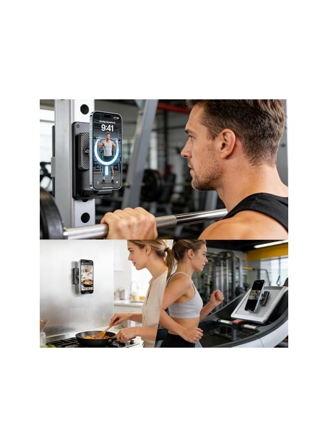 S-TOP Magnetic Phone Mount Carbon Fiber Design, 360 ° Swivel Outdoor Phone Holder, Landscape and Portrait Orientations Use, Ultra Strong Magnetic Phone Holder for Workshop, Gym, Office - Image 5