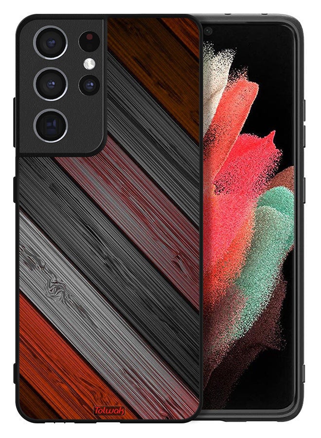 Tolwak غطاء حماية لهاتف Samsung Galaxy S21 Ultra 5G بنمط خشبي ملون - Image 2