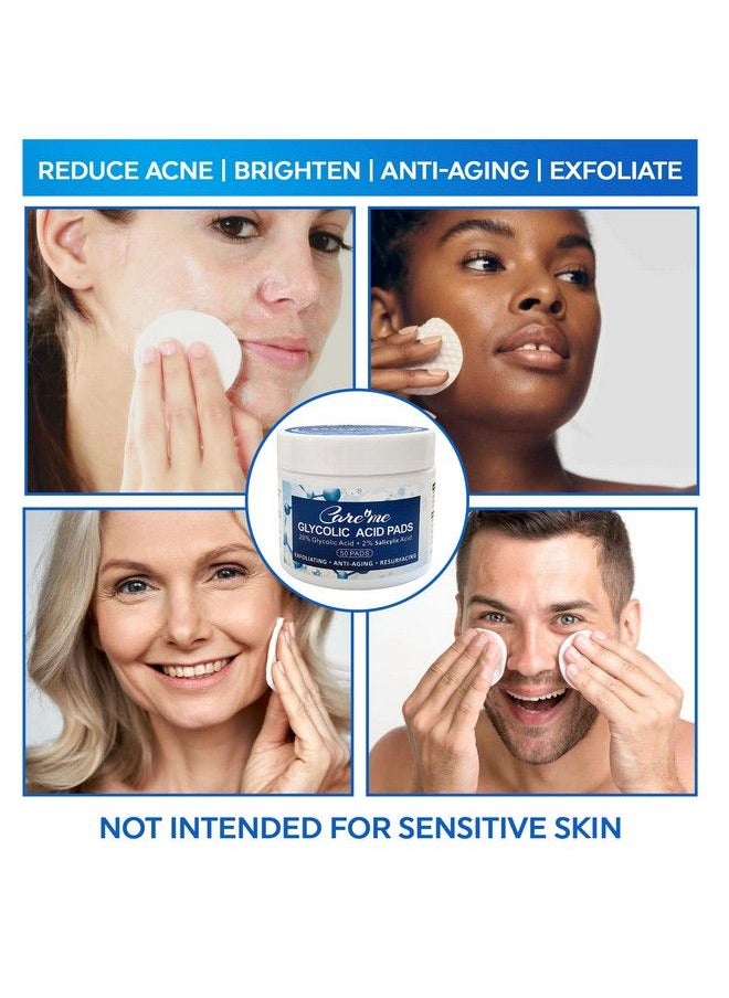 Care Me - ضمادات علاج حب الشباب بحمض الجليكوليك بنسبة 20% + 2% حمض الساليسيليك لتقشير الوجه وتجديده ضمادات تقشير الوجه بحمض ألفا هيدروكسي بيتا هيدروكسي لتوحيد لون البشرة والتحكم في العيوب وإظهار البشرة المشرقة والشبابية المتألقة (50 قطعة) - Image 1