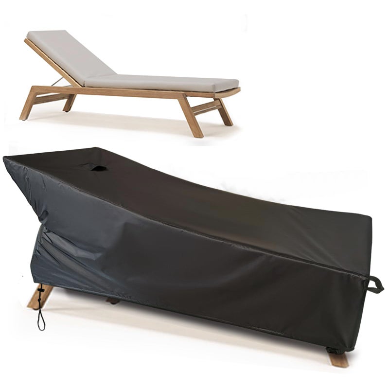 SIHAIAN Waterproof Patio Chaise Lounge Cover, Heavy Duty Outdoor Chaise Lounge Cover, Patio Furniture Covers, Anti-UV, Dust-Proof, Strong Fixation (78L" x 32"W x35"H inch, Black, 1Pack) - Image 1
