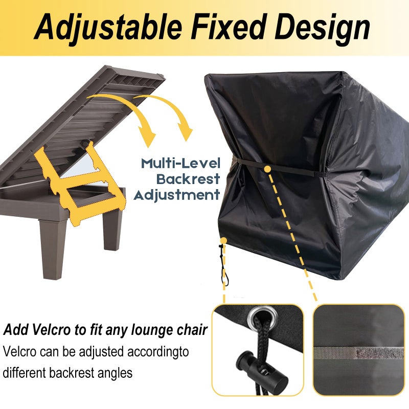 SIHAIAN Waterproof Patio Chaise Lounge Cover, Heavy Duty Outdoor Chaise Lounge Cover, Patio Furniture Covers, Anti-UV, Dust-Proof, Strong Fixation (78L" x 32"W x35"H inch, Black, 1Pack) - Image 4
