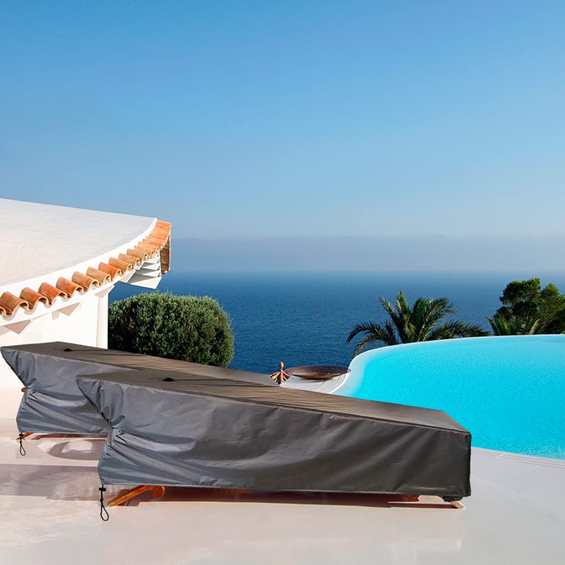 SIHAIAN Waterproof Patio Chaise Lounge Cover, Heavy Duty Outdoor Chaise Lounge Cover, Patio Furniture Covers, Anti-UV, Dust-Proof, Strong Fixation (78L" x 32"W x35"H inch, Black, 1Pack) - Image 2