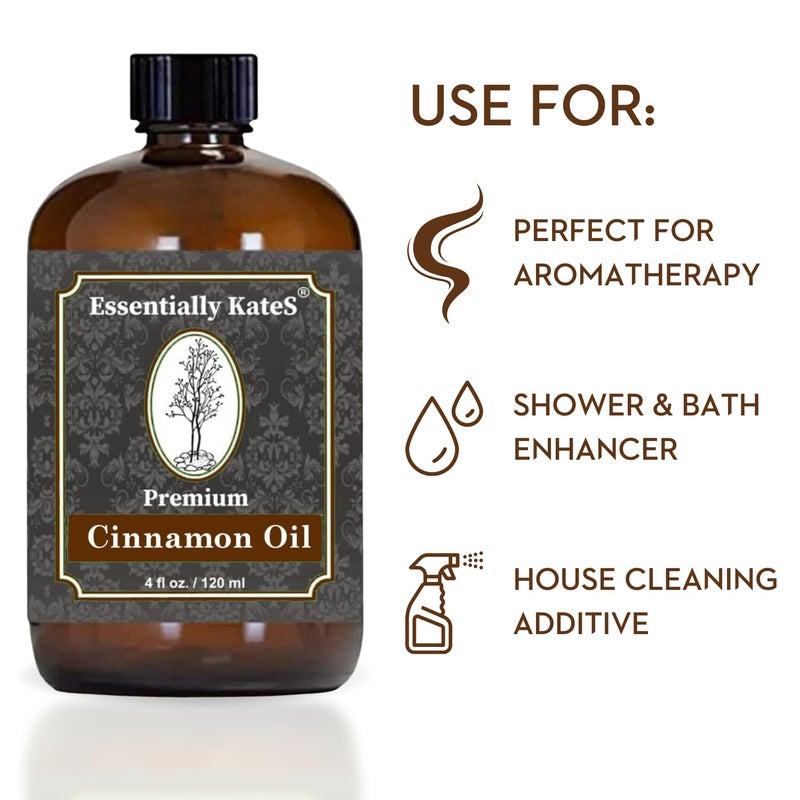 Essentially KateS Premium Cinnamon Oil 4 Fl Oz with Huge Dropper and Sprayer - 100% Pure, Natural & Therapeutic - Cleaning, DIY Soap, Diffuser, Aromatherapy, Garden and Kitchen - Indoor and Outdoor - Image 3