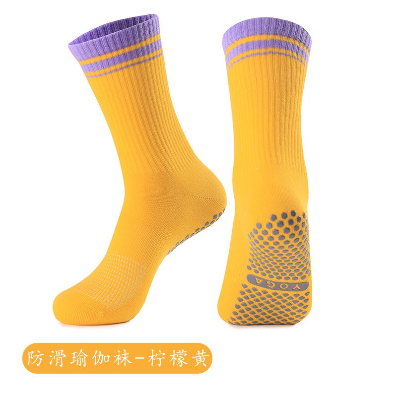 Generic Strap Yoga Socks Non-slip Professional Womens Medium Pilates Socks Short Towel Bottom Fitness Sports Floor Socks X83 lemon yellow [professional yoga socks]]