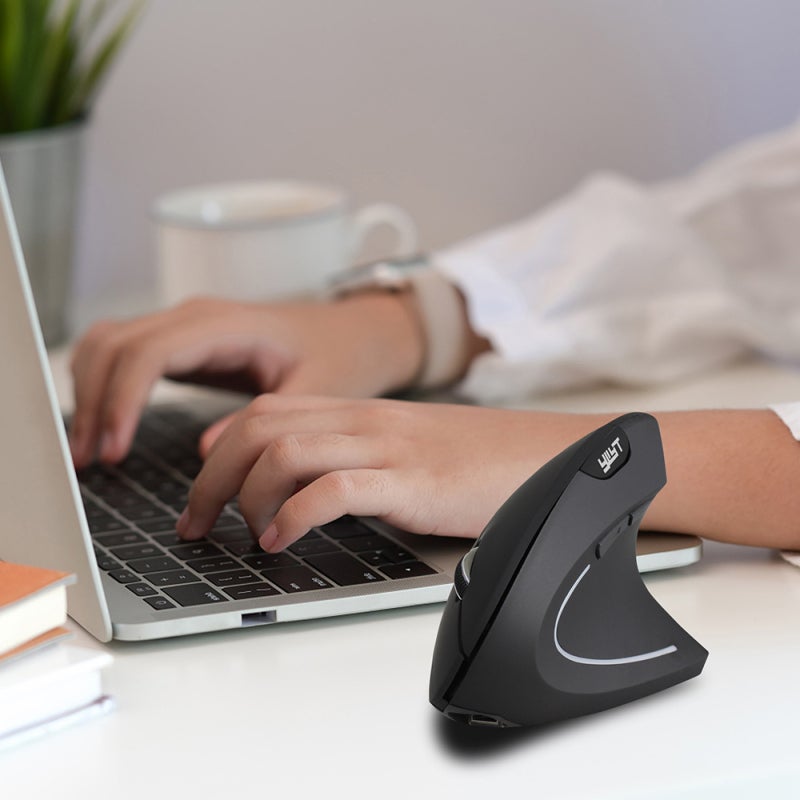 Vertical Ergonomic Wireless Mouse: 2.4G Stable Connection, 3 Adjustable DPI Levels, Rechargeable Built-In Lithium Battery, Black for Home Office And Daily Computer Use - Image 2