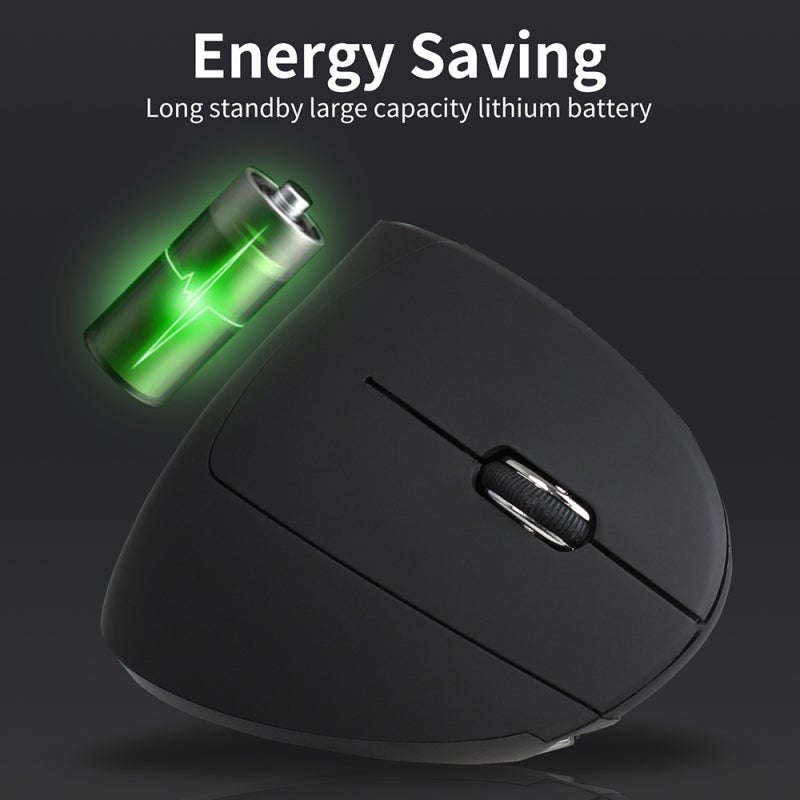 Vertical Ergonomic Wireless Mouse: 2.4G Stable Connection, 3 Adjustable DPI Levels, Rechargeable Built-In Lithium Battery, Black for Home Office And Daily Computer Use - Image 3