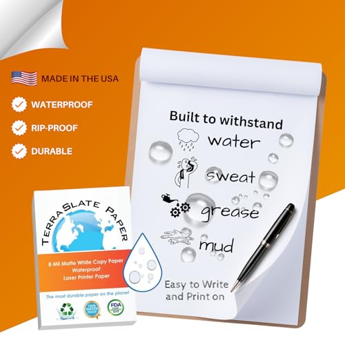 TerraSlate Waterproof Laser Printer Paper – 8 MIL 8.5"x14", 100 Sheets, White – Tear & Smudge Proof, Heavy-Duty for Outdoor Use, Ideal for Printing, Copying & More - Image 3