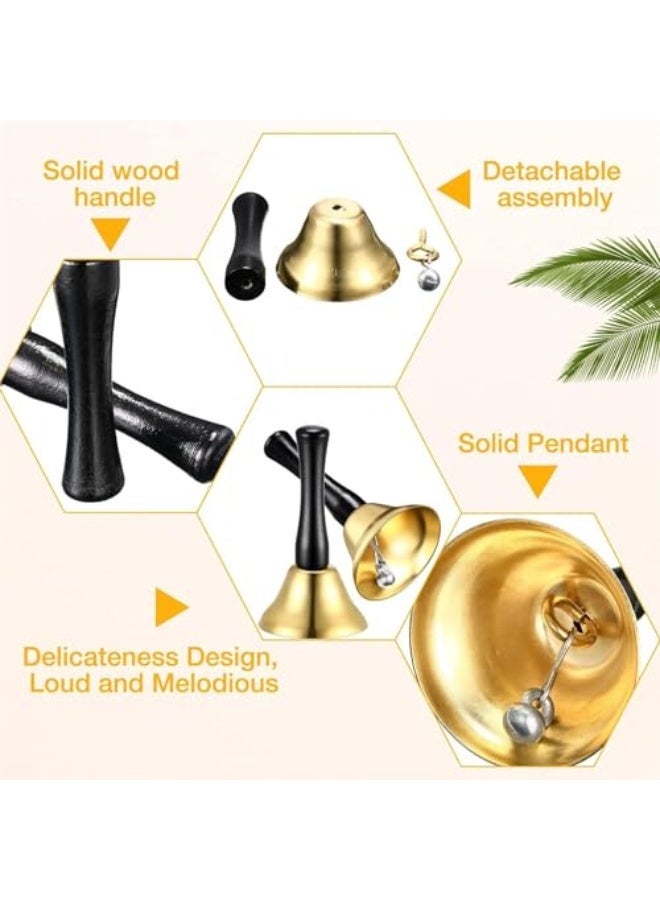 LAMAY 50 Pcs Gold Hand Bell Steel Call Bell Dinner Bell Service Bell Wedding Bells with Wood Handles for the Sick Elderly Alert Classroom Alarm - Image 3