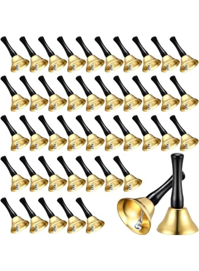 LAMAY 50 Pcs Gold Hand Bell Steel Call Bell Dinner Bell Service Bell Wedding Bells with Wood Handles for the Sick Elderly Alert Classroom Alarm - Image 1