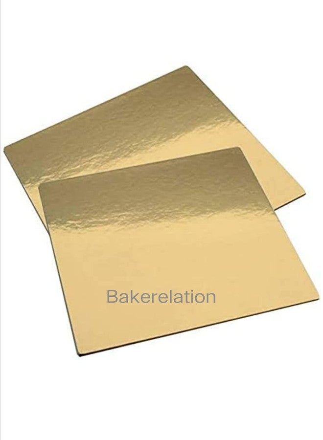 Bakerelation 7 Inch Square Cake base Card Board 5 Pieces-Piece Cardboard Square Cake Circle Base 7 inches DiameterTop Gold/Silver Base