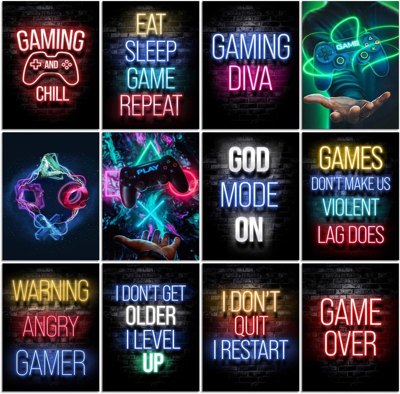 ASTRDECOR Gamer Room Decor | Gaming Room Decor | Gaming Decor for Boys Room，Video Game Room Decor Posters for Boys Room，Gaming Posters Prints Gamer Room Decor for Boys (Unframed, 8x10inch，12pcs) - Image 1