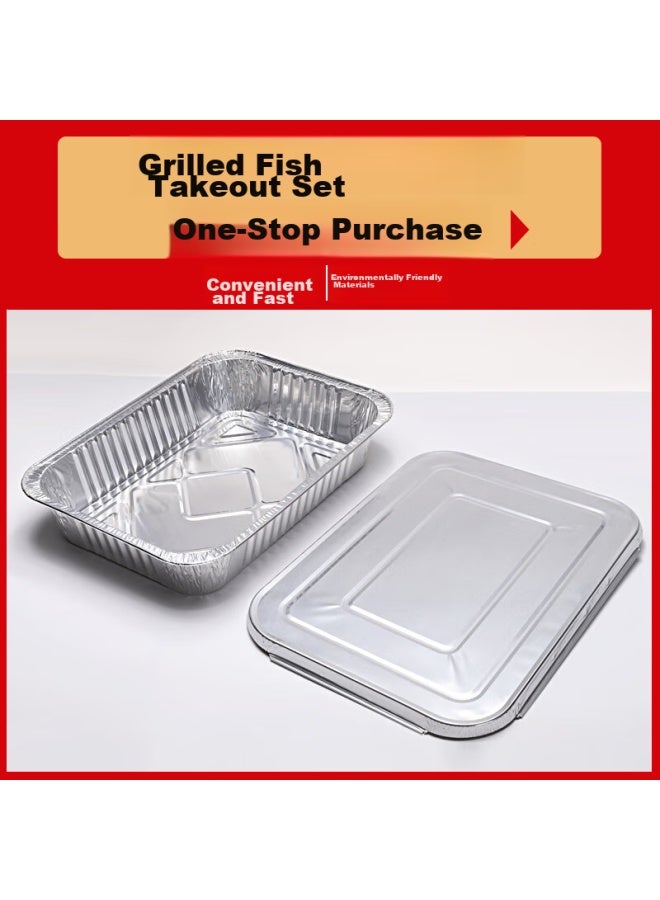 Faxilon Bbq Aluminum Foil Box Tray 3500ml * 10 Disposable Fish Box Baking Oven Camping Picnic Tray - Image 4