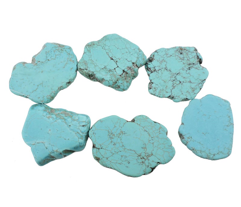 COIRIS 10pcs Natural Turquoise Gemstone Big Irregular Shape Chips Stone Loose Beads for Jewelry Making ZS1134L