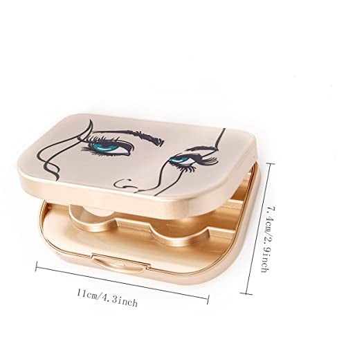 JYHi False Eyelash Storage Case with Mirror Lash Organizer Holder Box Empty Makeup Cosmetic Travel Case and Eyelash Tweezers Lash Container (Gold) - Image 5