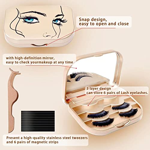JYHi False Eyelash Storage Case with Mirror Lash Organizer Holder Box Empty Makeup Cosmetic Travel Case and Eyelash Tweezers Lash Container (Gold) - Image 4