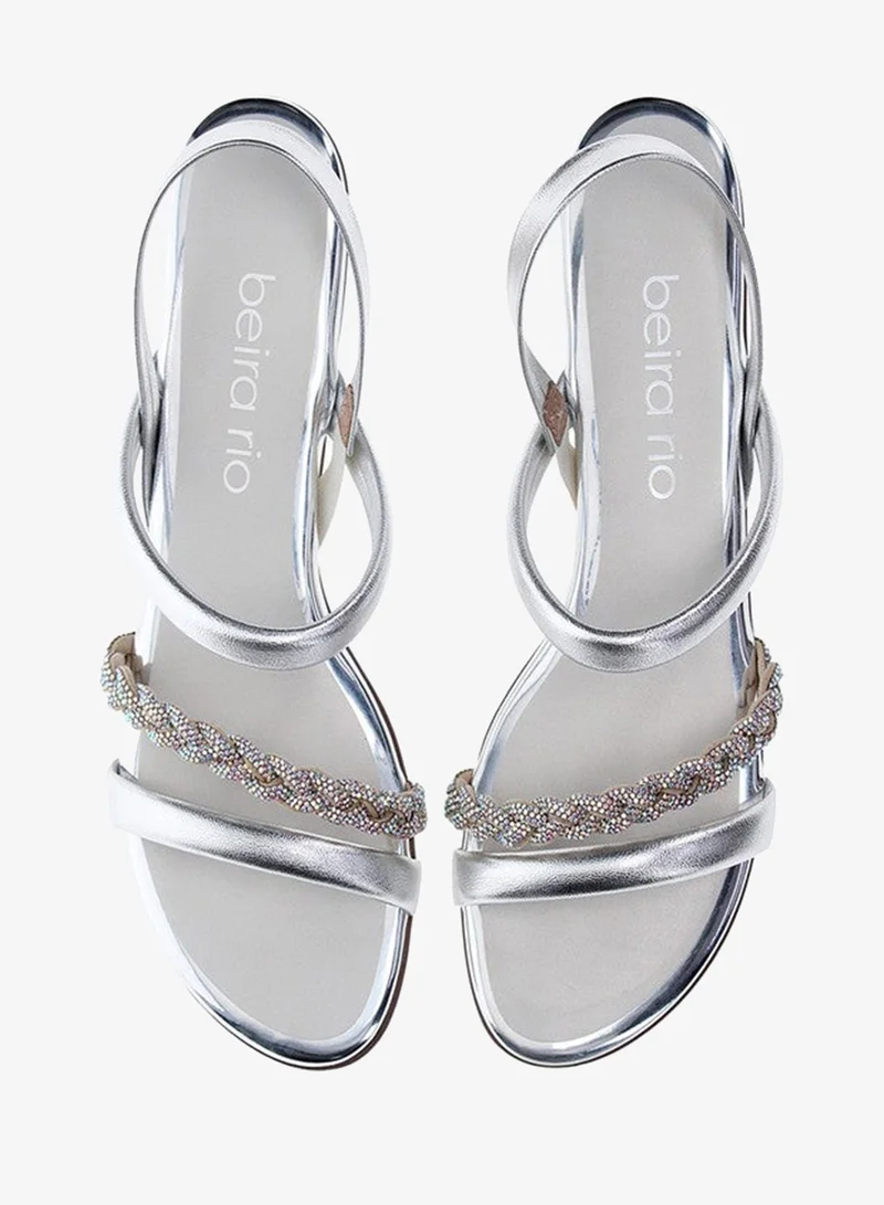 Beira Rio Silver Sandals for Women with Back Strap – Stylish & Supportive sling Back Ladies Sandals for Women | Best Price UAE