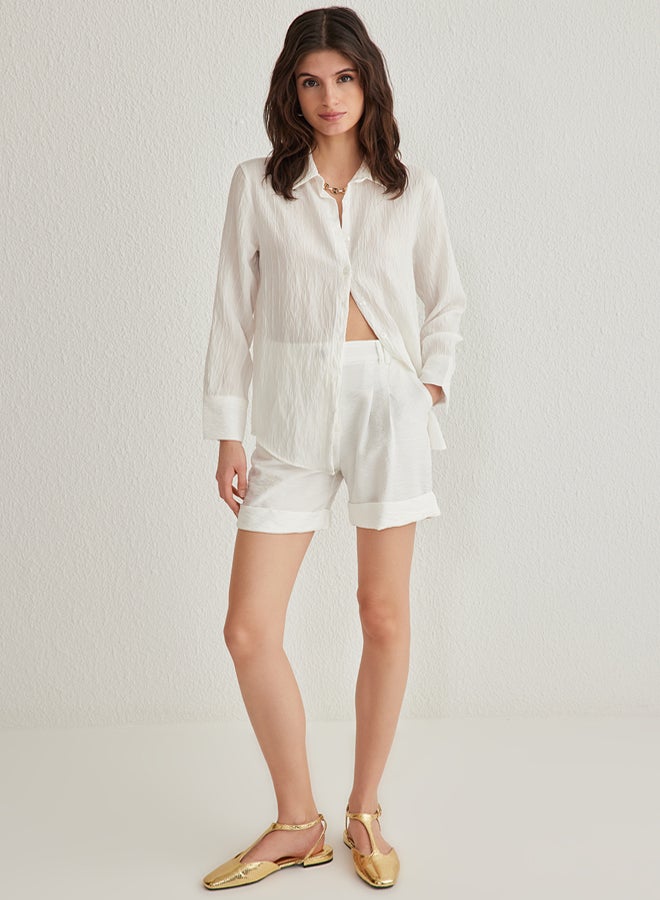 trendyol White Woven Shorts with Turned Legs - Image 1