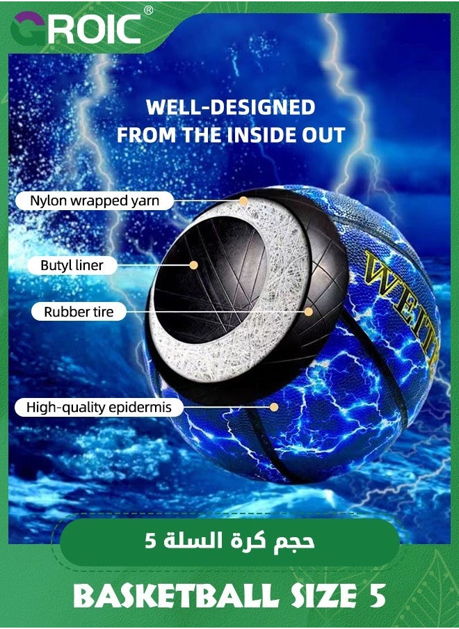 GROIC - كرة سلة مطاطية رسمية مقاس 27.5 بوصة، كرة سلة خارجية مقاس 5 للأطفال، كرة سلة داخلية، كرة سلة للعب، كرة سلة عالمية للتدريب، أدوات رياضية خارجية - Image 1