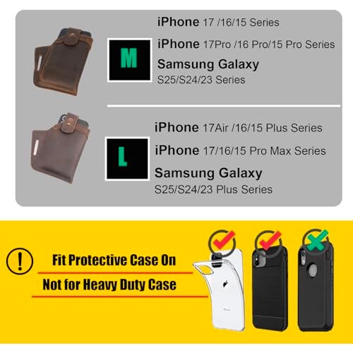 Topstache Leather Phone Holster for Belt, Flip Cellphone case for iPhone 14, 14 Pro, 13 Pro, 13, 12 Pro, 12, 11, XR, Galaxy S22, S21, S20,Premium Leather Pouch for Phone with Protective Case. - Image 4