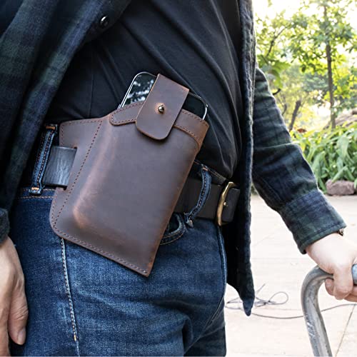 Topstache Leather Phone Holster for Belt, Flip Cellphone case for iPhone 14, 14 Pro, 13 Pro, 13, 12 Pro, 12, 11, XR, Galaxy S22, S21, S20,Premium Leather Pouch for Phone with Protective Case. - Image 2