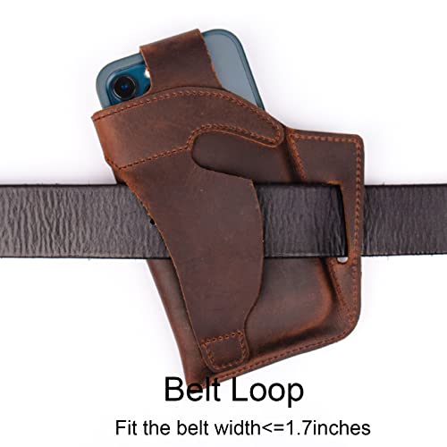 Topstache Leather Phone Holster for Belt, Flip Cellphone case for iPhone 14, 14 Pro, 13 Pro, 13, 12 Pro, 12, 11, XR, Galaxy S22, S21, S20,Premium Leather Pouch for Phone with Protective Case. - Image 3