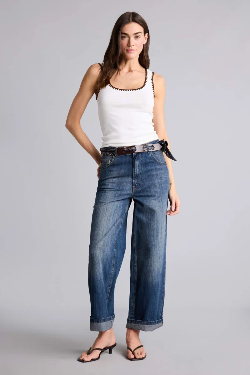 ديفاكتو Slim Fit Ribana Round Collar Tank Top