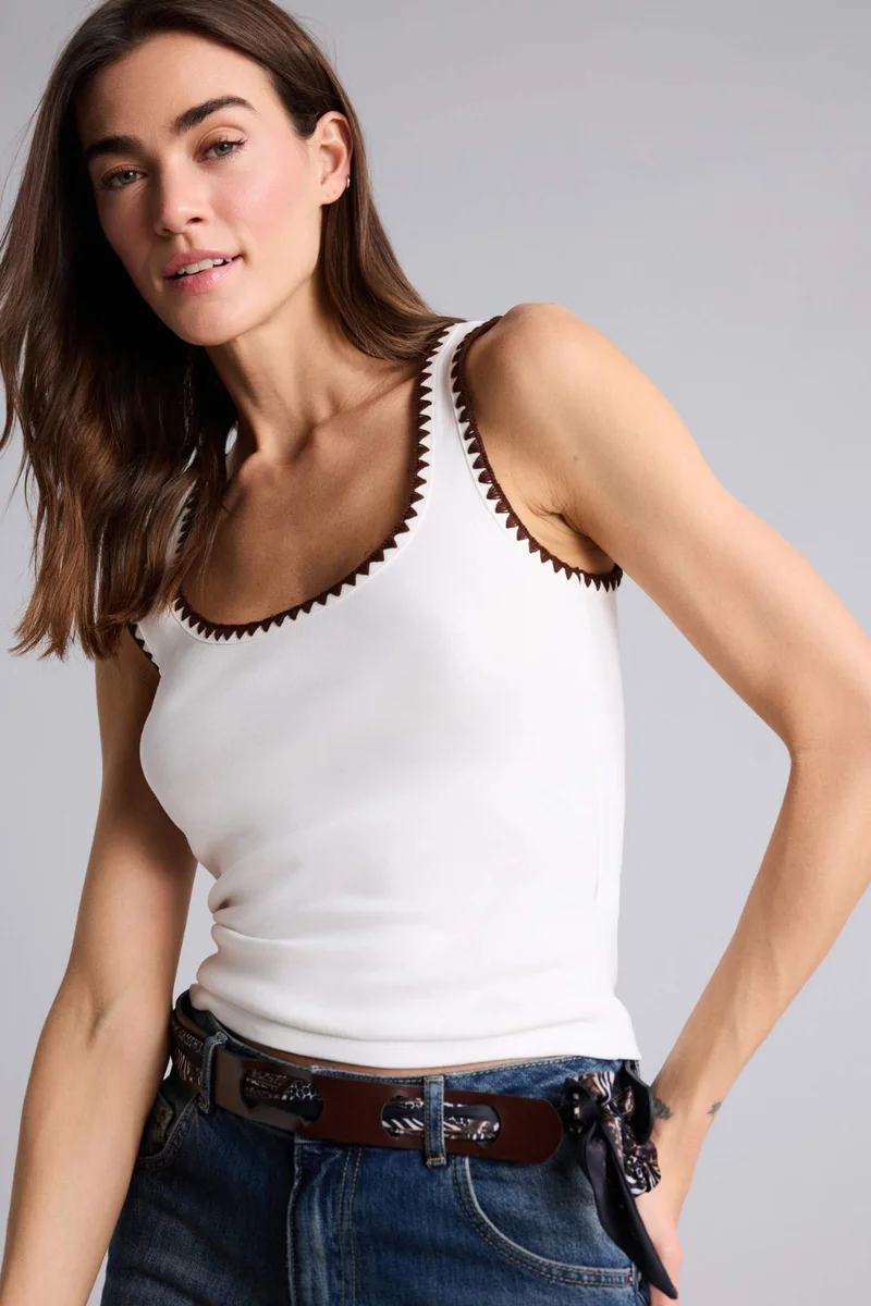 ديفاكتو Slim Fit Ribana Round Collar Tank Top