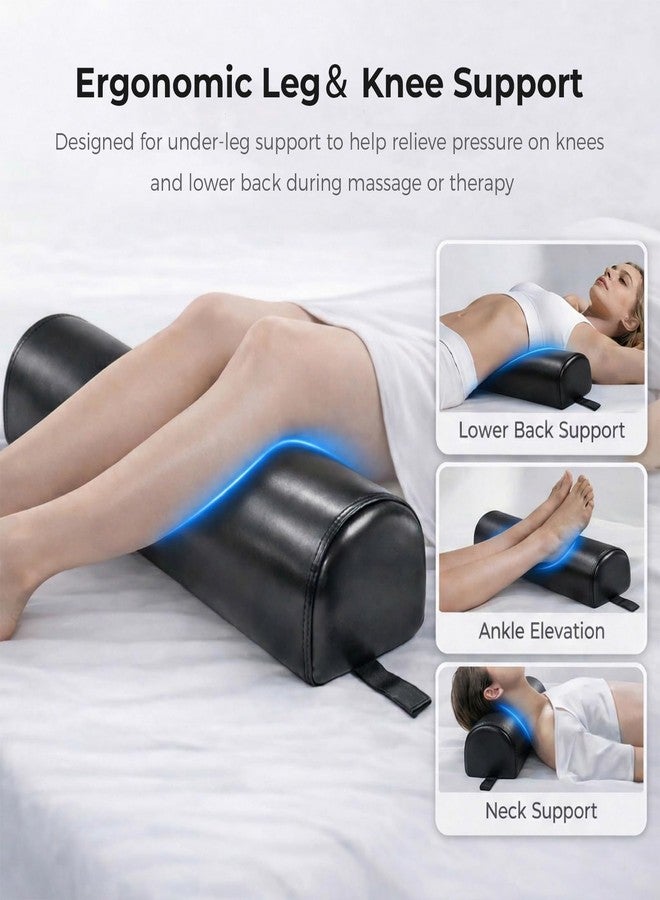 ProTouch Dual-Cover Comfort Massage Bolster Pillow 3/4 Round, 26 x 6 x 6 in PU Leather & Cooling Cover Bolster for Massage Table, Massage Bolster Pillow for Legs, Leg & Knee Bolster Support - Black/ Light Gray - Image 3