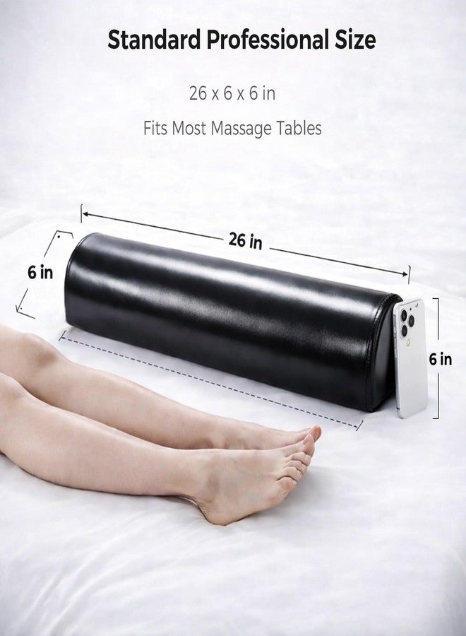 ProTouch Dual-Cover Comfort Massage Bolster Pillow 3/4 Round, 26 x 6 x 6 in PU Leather & Cooling Cover Bolster for Massage Table, Massage Bolster Pillow for Legs, Leg & Knee Bolster Support - Black/ Light Gray - Image 4