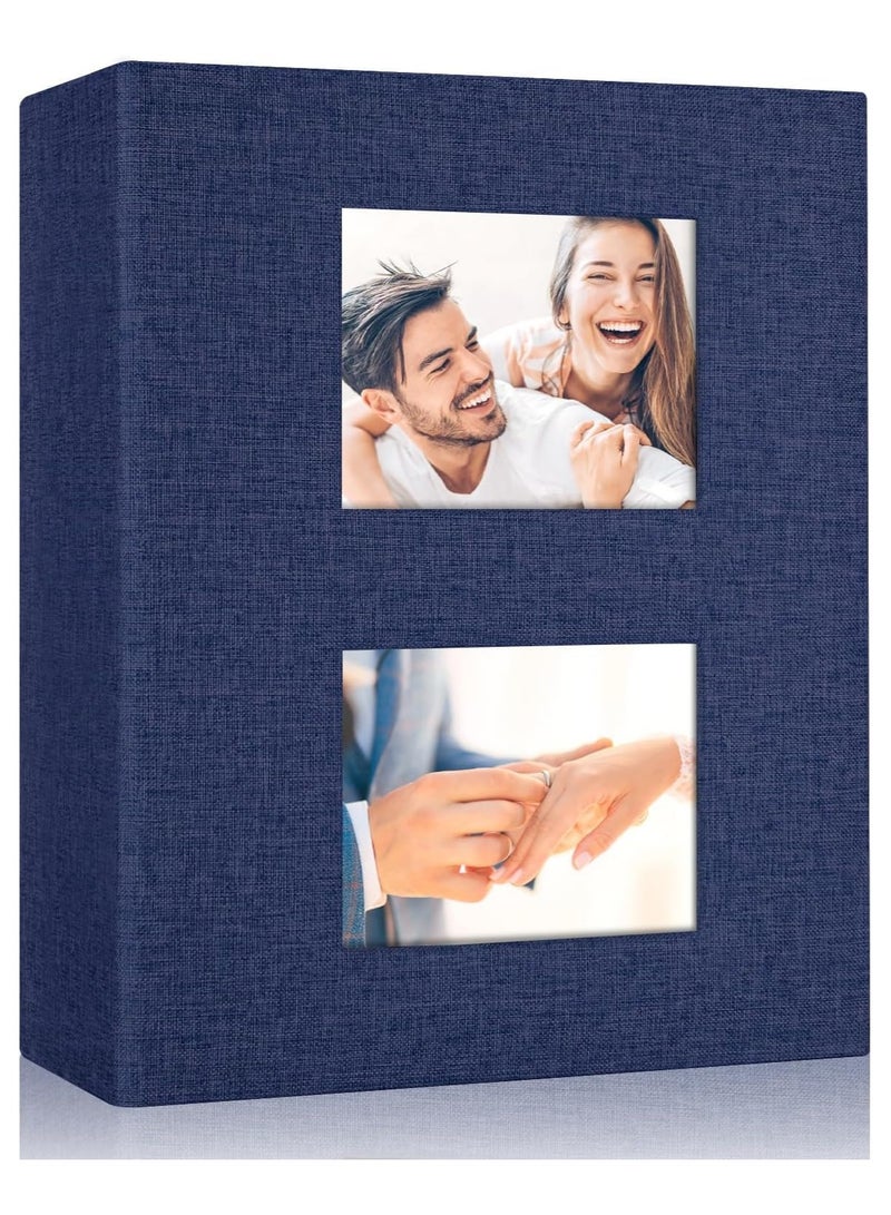 Photo Album 6x4, Small Photo Album holds 200 Pockets, Picture Album Slip in for 4x6 3.5x5.5 Photos, 4x6 Photo Book Ideal for Valentine Wedding Christmas Birthday (Blue) - Image 1