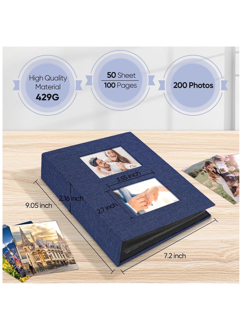 Photo Album 6x4, Small Photo Album holds 200 Pockets, Picture Album Slip in for 4x6 3.5x5.5 Photos, 4x6 Photo Book Ideal for Valentine Wedding Christmas Birthday (Blue) - Image 2