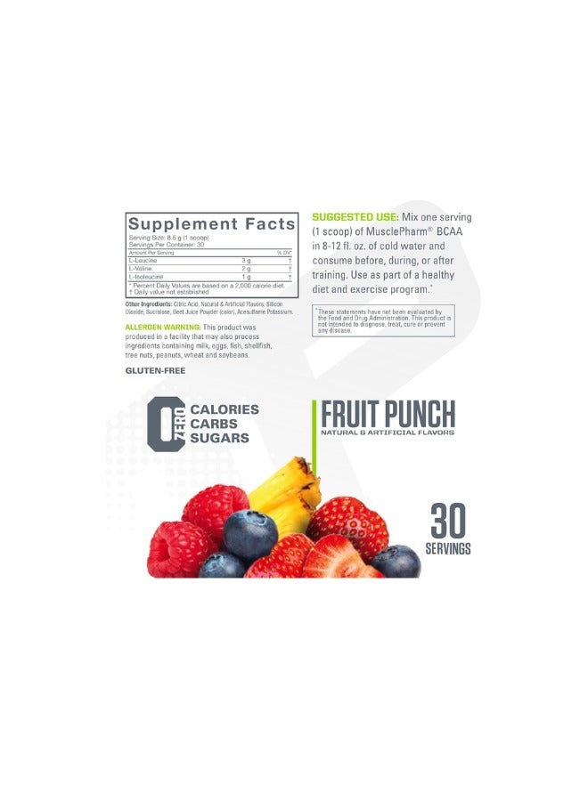 MusclePharm BCAA Optimized Branched-Chain Amino Acids, Fruit Punch Flavour, 30 Servings - Image 3