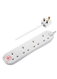 MASTERPLUG Masterplug Four Socket Power Surge Protected Extension Lead, 2 Meters, White, 2 Years Warranty, 75 years old British Brand  - Image 1