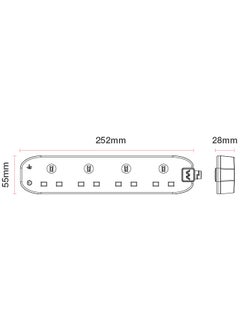 MASTERPLUG Masterplug Four Socket Power Surge Protected Extension Lead, 2 Meters, White, 2 Years Warranty, 75 years old British Brand  - Image 3