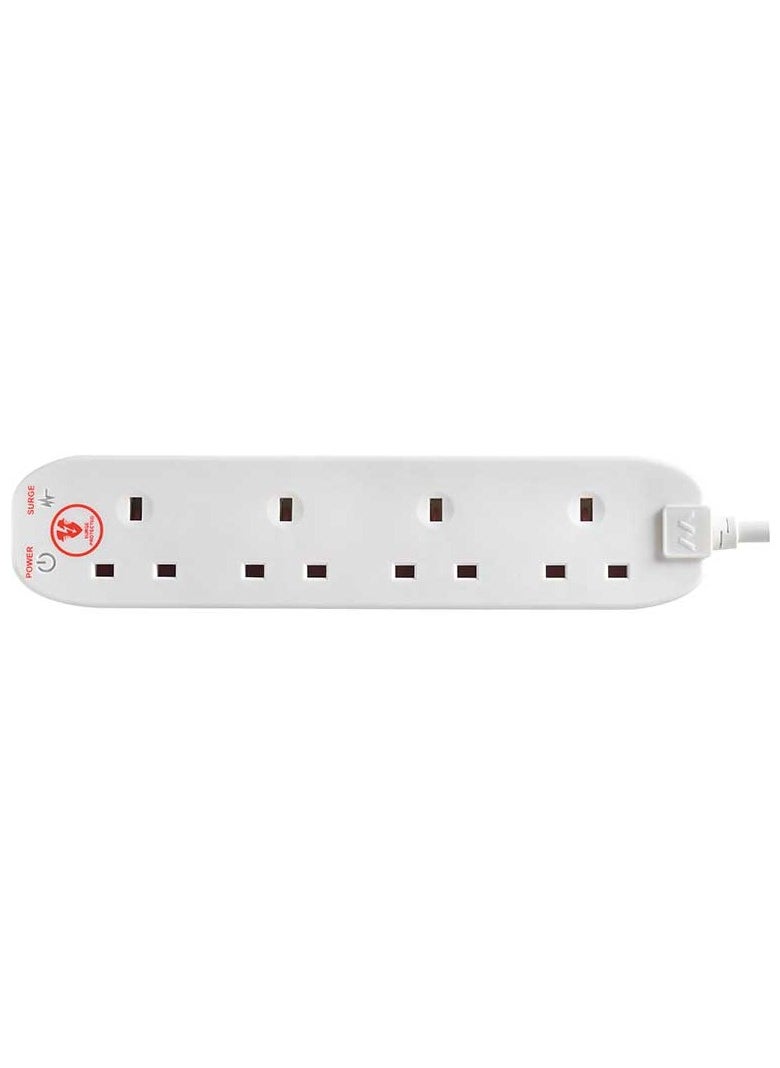 ماستربلاج - سلك تمديد محمي بأربعة مقابس من Masterplug، 2 متر، أبيض، كفالة لمدة 2 سنوات، علامة تجارية بريطانية عمرها 75 عامًا - Image 1