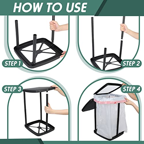 Vicenpal Portable Garbage Bag Holder Collapsible Trash Can Expandable Outdoor Waste Bins Camping Accessories for Indoor Outdoor Rv Picnic Kitchen Home Use, Black(2 Pcs) - Image 3