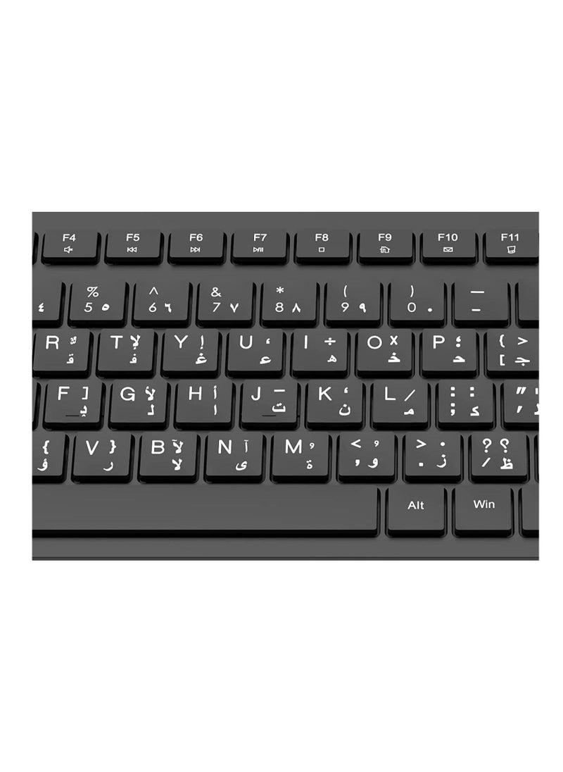 Xcell Xcell Wired Precision Keyboard KB-101W, Dual Arabic-English Full with Numeric Keypad, USB-A Connectivity, Silicon Membrane Spill Proof - Black  - Image 3
