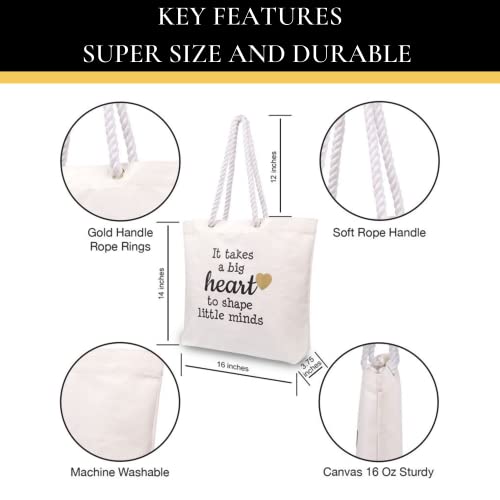 MARKHA Appreciation Gifts - Best Teacher Gifts for Women - Sturdy, Durable and Washable Teachers Tote with Soft Rope Handle - Image 4