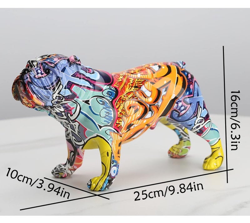 suruim Colorful Dog Sculptures Home Decor Graffiti Modern Art Home Decorations Dog Statue Room Bookshelf TV Cabinet Decor Animal Ornament (Bulldog) - Image 3