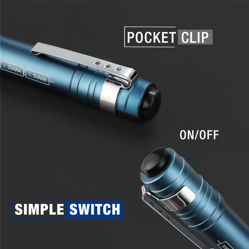 WORKPRO LED Pen Light, Aluminum Pen Flashlights, Pocket Flashlight with Clip for Inspection, Emergency, Everyday, 2AAA Batteries Included, Blue (4-Pack) - Image 5