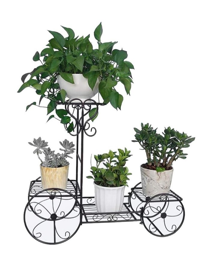 JOMILA Plant Stand Indoor Modern Simple Flower Stand Iron Art Multi-layer Balcony Living Room Landing Flower Pot Holder Indoor Green Radish Chlorophytum Flower Shelf Flower Rack (Black)  - Image 1
