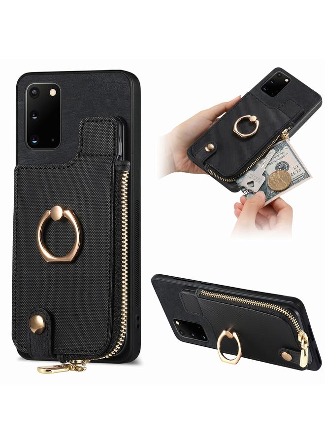 S-TOP Case For Samsung Galaxy Note20 Cross Leather Ring Vertical Zipper Wallet Back Phone Case - Image 1