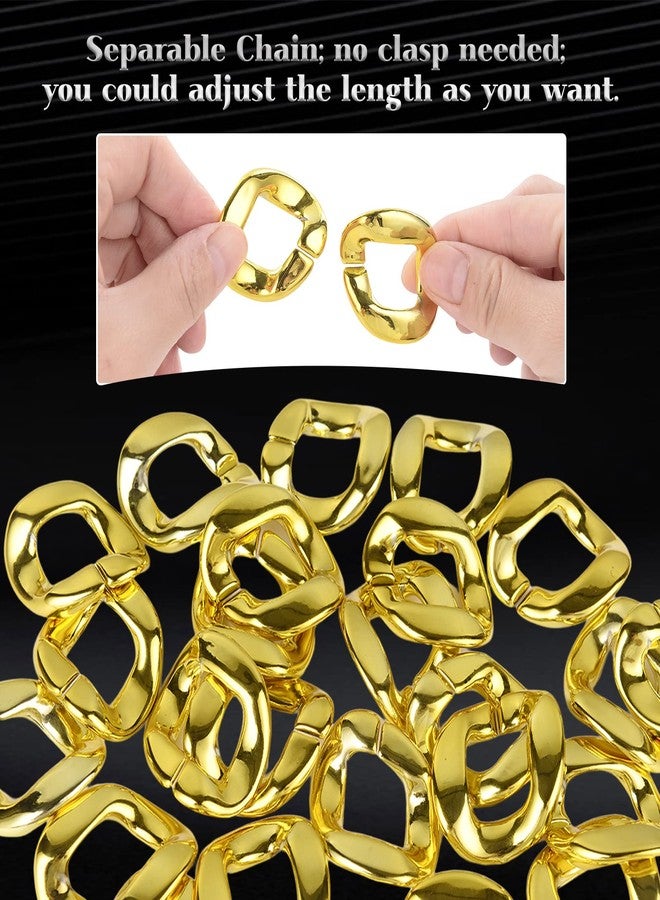 PinCute Men's Gold Chain Necklace, 36 inches Big Chunky Necklace Fake Gold Chain, Plastic Hip Hop Rapper Chain, 80s 90s Punk Style Necklace Costume Jewelry (36 Inch) - Image 2