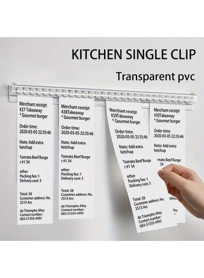 1pc Transparent PVC Kitchen Restaurant Receipt Holder Easy To Use Ticket Clip For Takeout Orders 11 81 Inch - Image 1